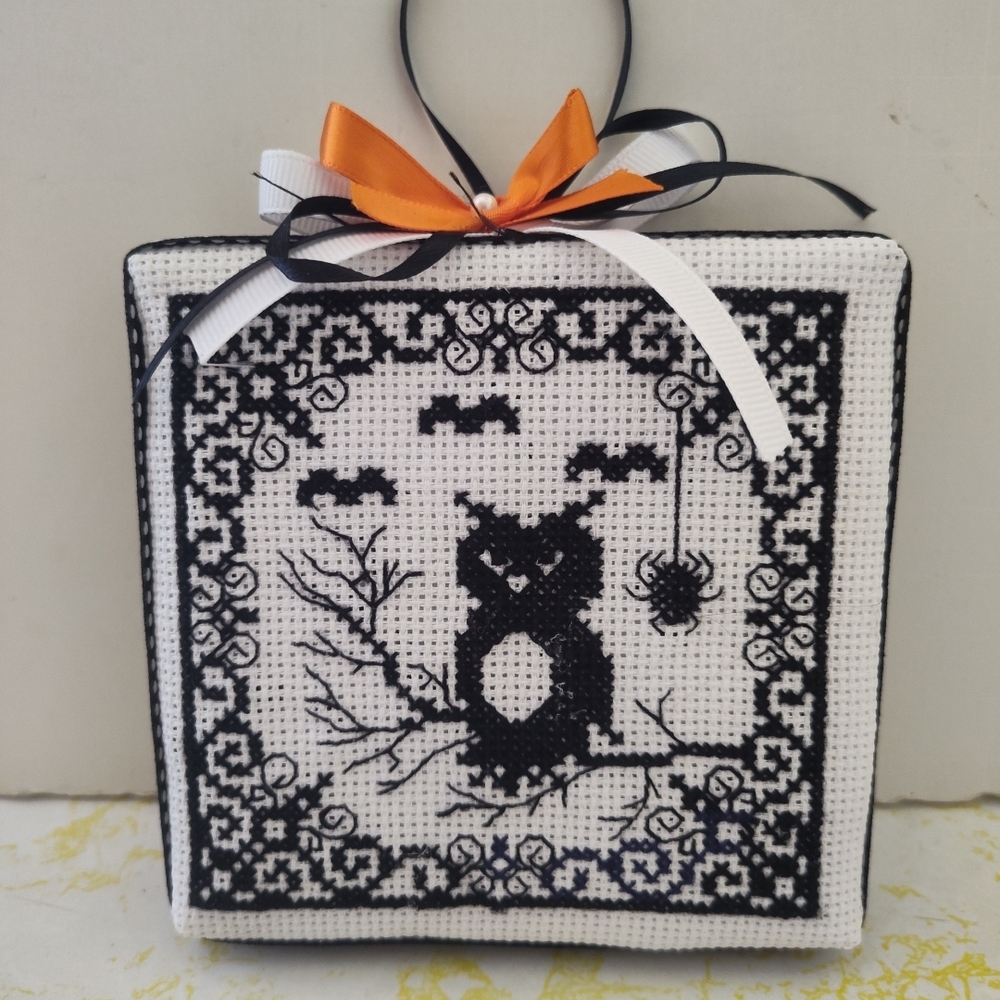 Black and White Owl Cross-Stitch Wall Decor